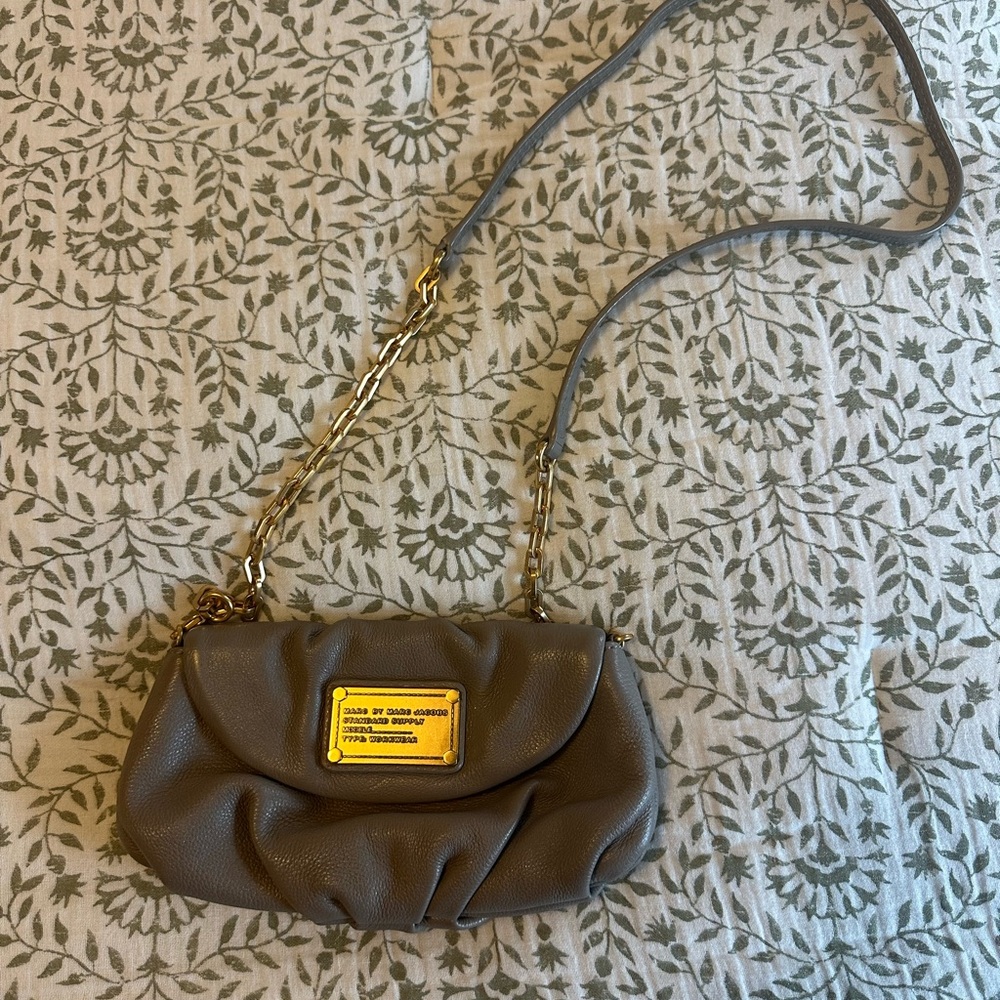 Marc By Marc Jacobs Gray Crossbody Bag with Gold Chain